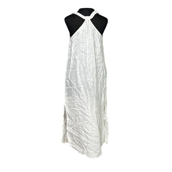 Rachel Zoe White Linen Sleeveless Maxi Dress With Braided Straps & Side Slits - - Picture 3 of 9